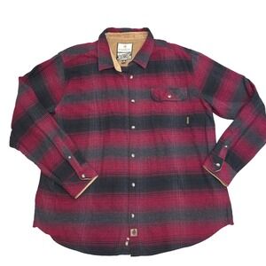 Legendary Whitetails Buck Camp Flannel Shirt Mens 2XL Red Black Plaid POLW-829